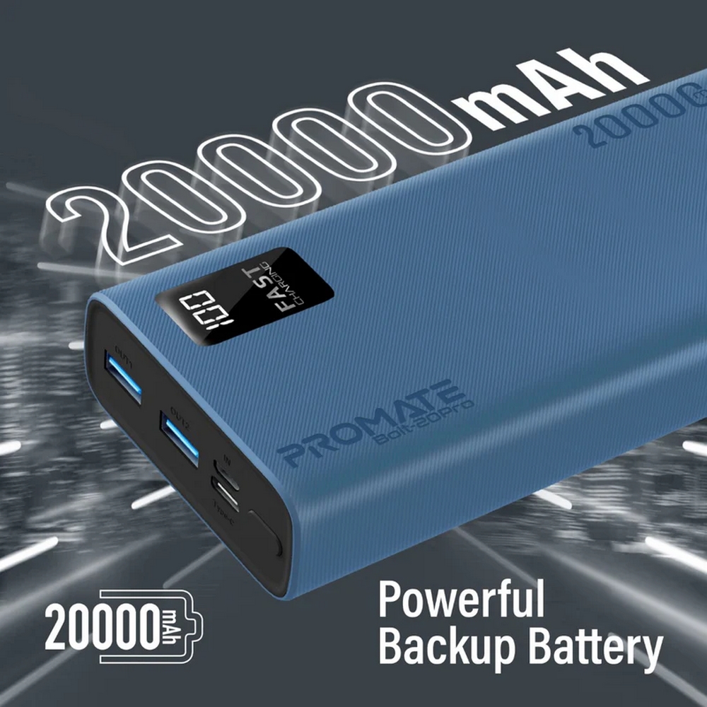 Внешний аккумулятор Promate 20 Bolt-20Pro Blue photo 2