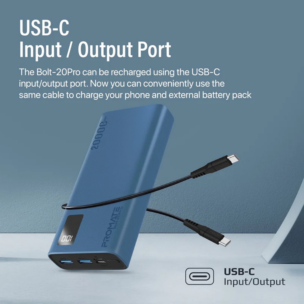 Внешний аккумулятор Promate 20 Bolt-20Pro Blue photo 7