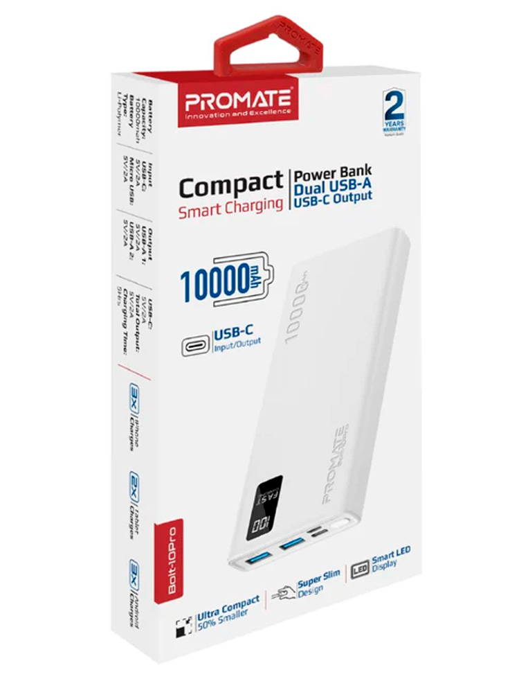 Внешний аккумулятор Promate 10 BOLT-10 Pro White photo 3