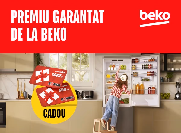 Card cadou de până la 1000 lei la achiziția electrocasnicelor Beko Card cadou de până la 1000 lei la achiziția electrocasnicelor Beko