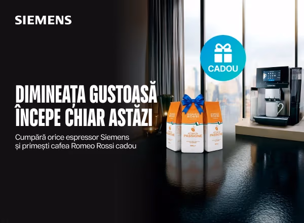 Cumpărați un espressor Siemens și beneficiați de cafea boabe gratis!